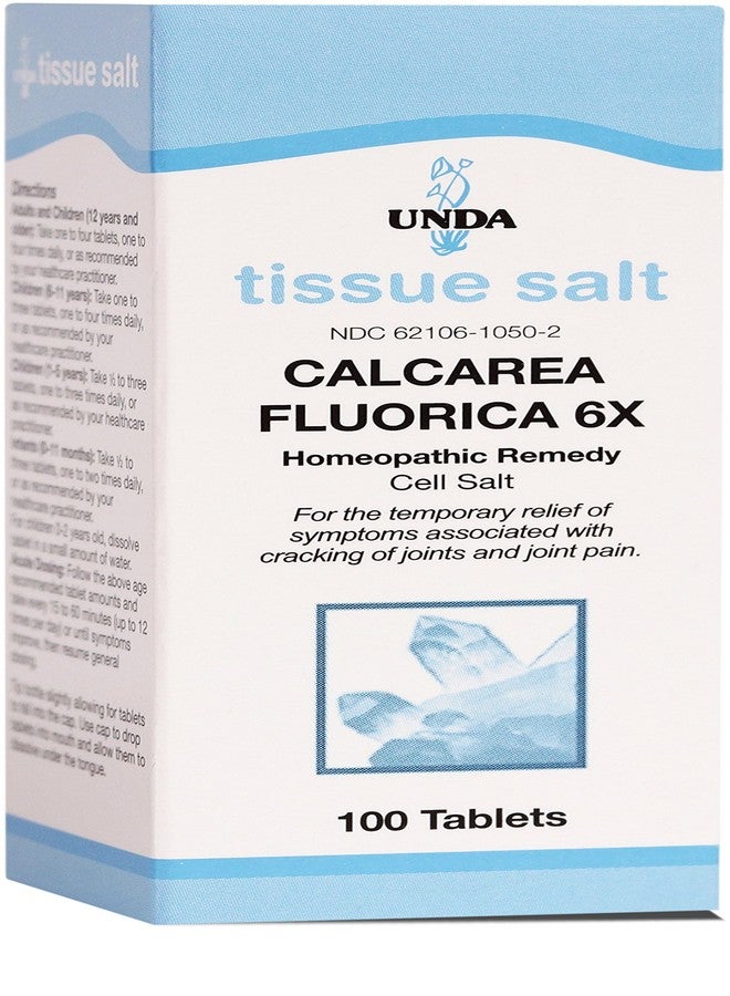 UNDA Calcarea Fluorica 6X | Homeopathic Remedy Helps Temporarily Relieve Symptoms Associated with Cracking of Joints | 100 Tablets - Image 1
